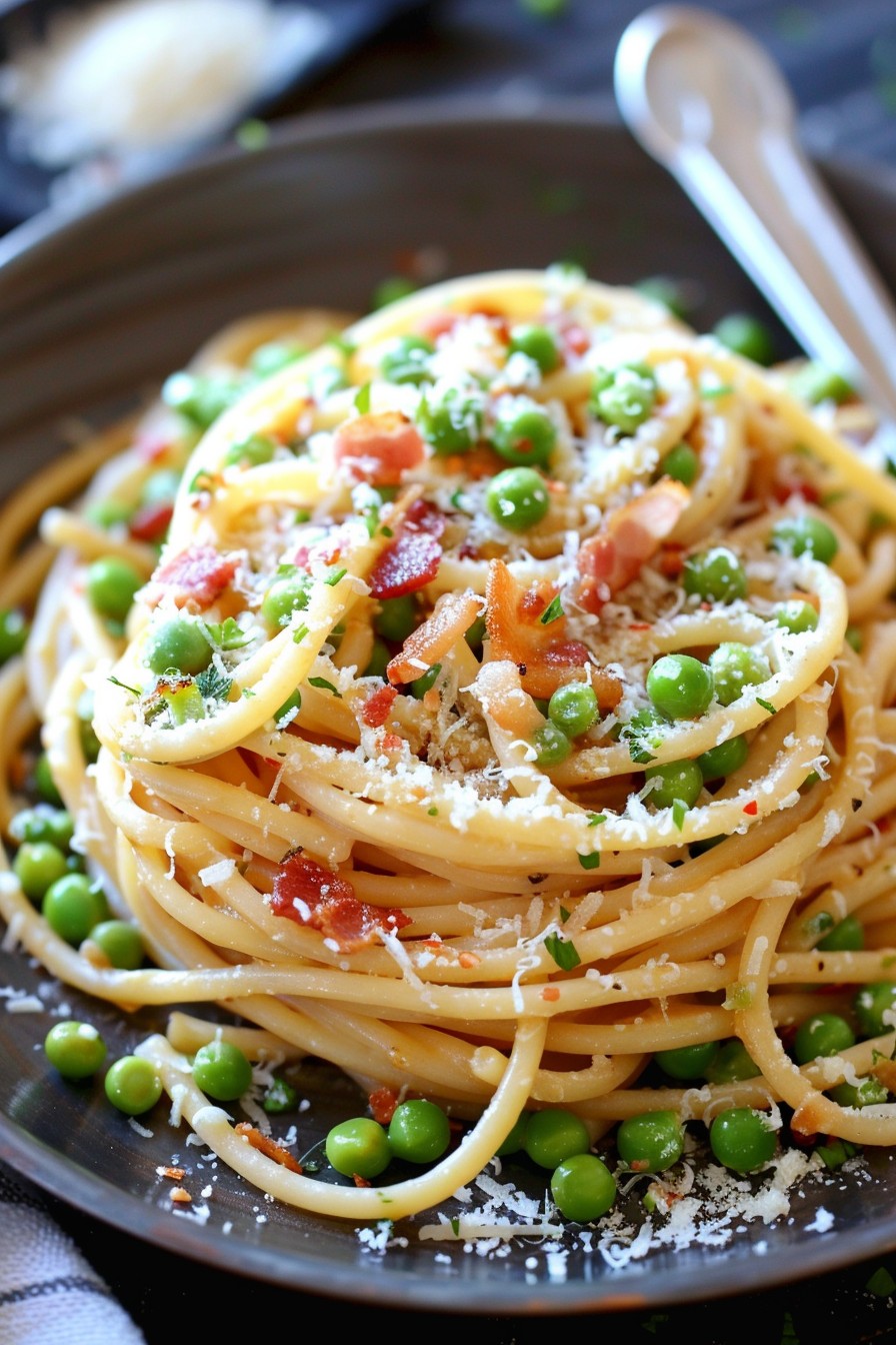 Pasta Bacon Peas Recipe